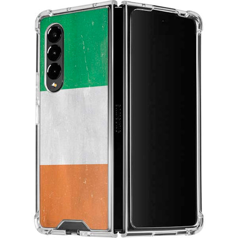 Ireland Flag Distressed Galaxy Z Fold4 5G Clear Case